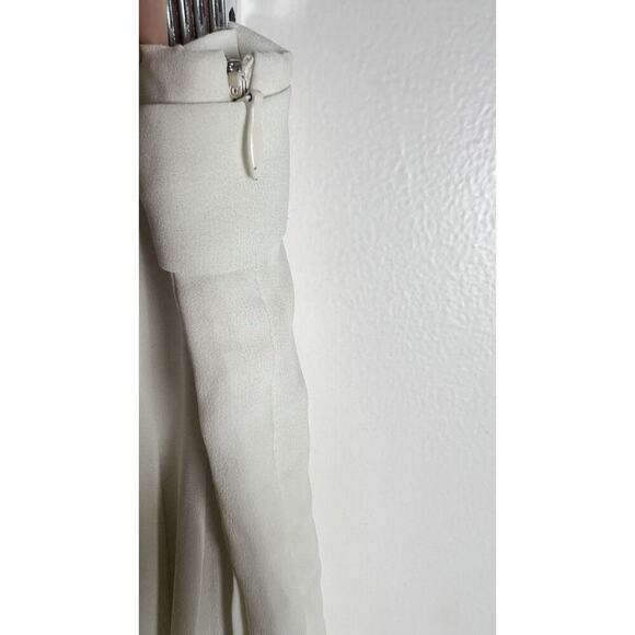 ModCloth Womens Large Cream Pleated Tie Waist Knee‎ Length Career Formal Skirt - Picture 5 of 9